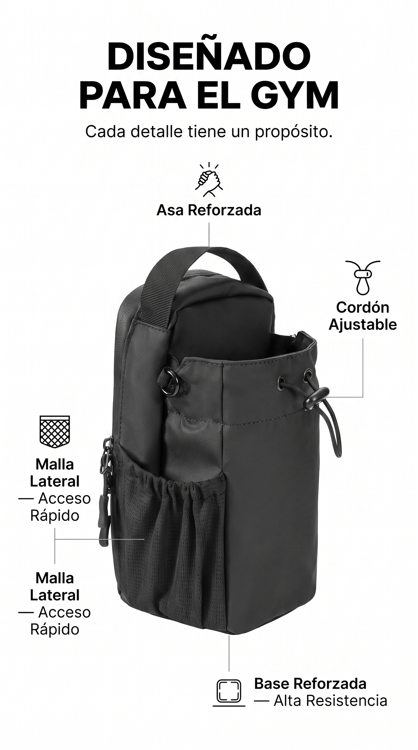 BoltBag - Diseñado para el gym, compartimentos