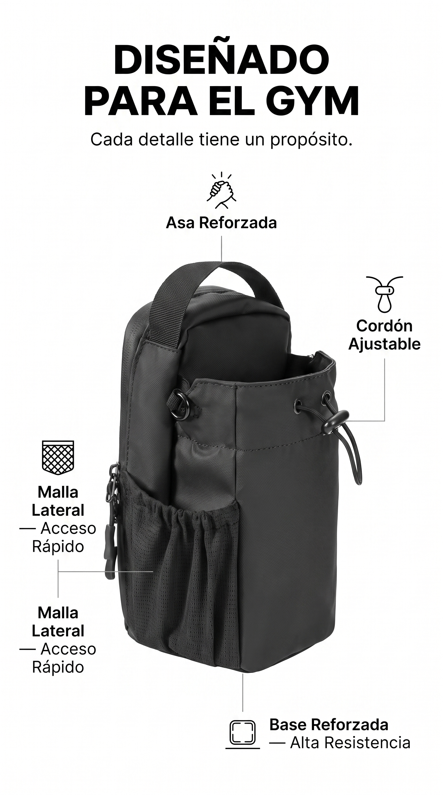 BoltBag - Diseñado para el gym, compartimentos